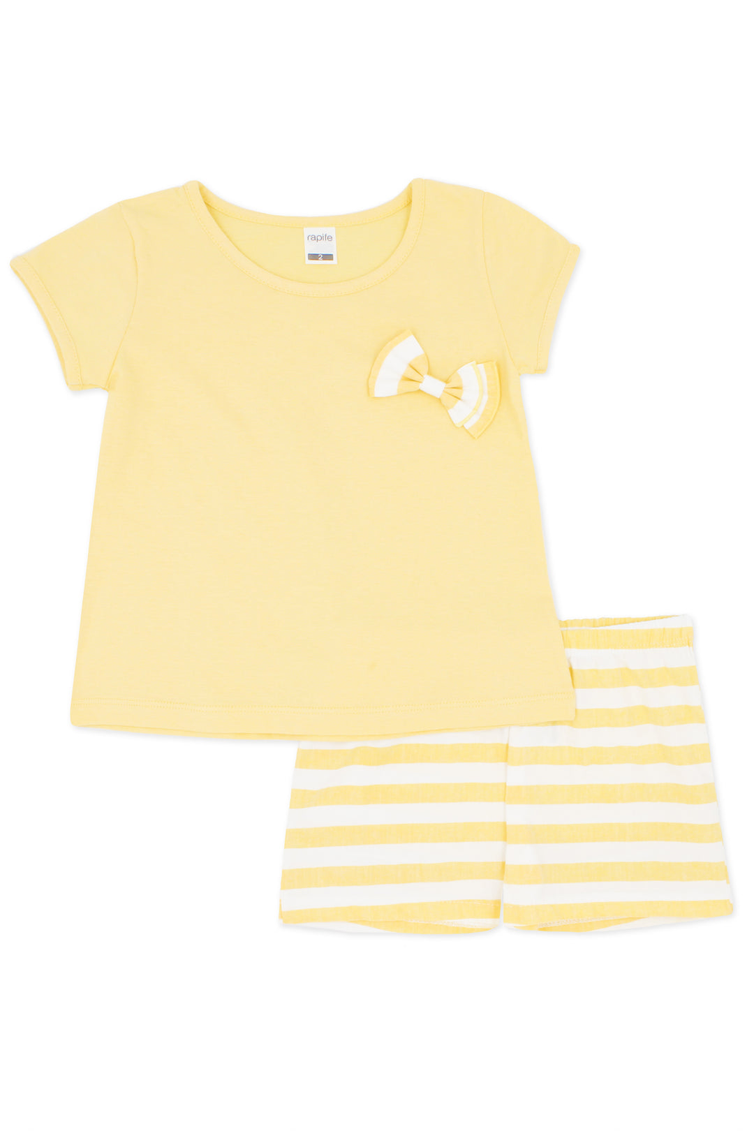 Rapife "Arianna" Pale Yellow Stripe T-Shirt & Shorts | Millie and John