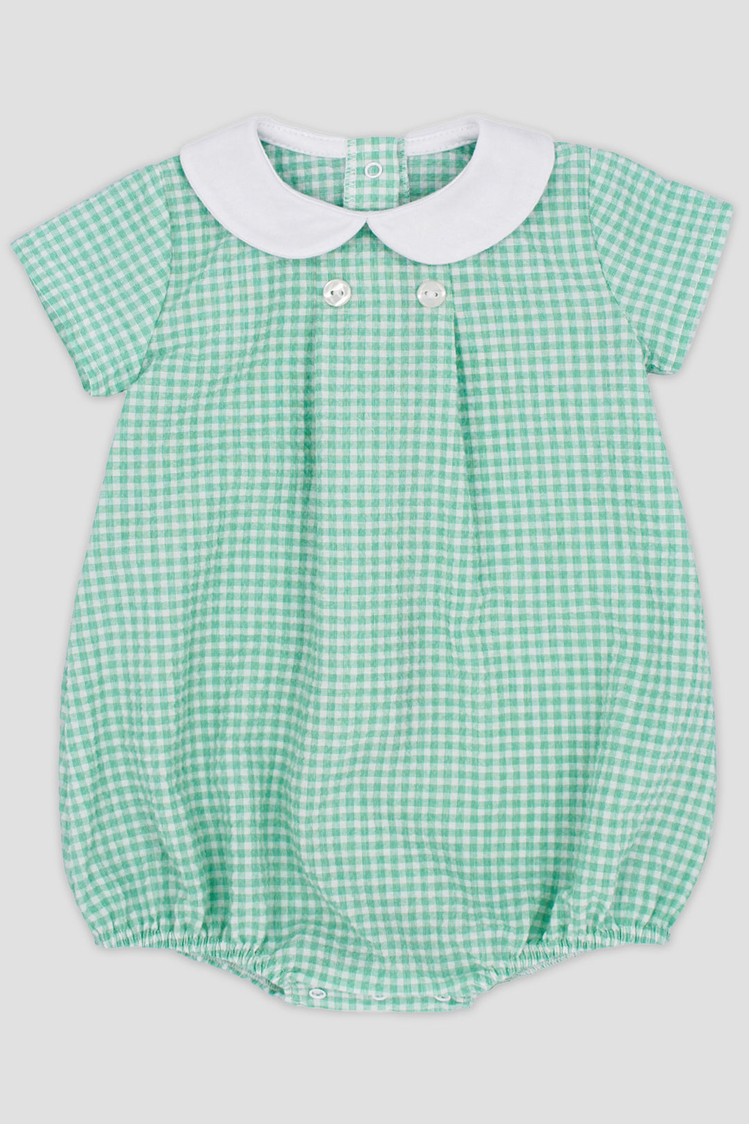 "Joseph" Apple Green Gingham Romper