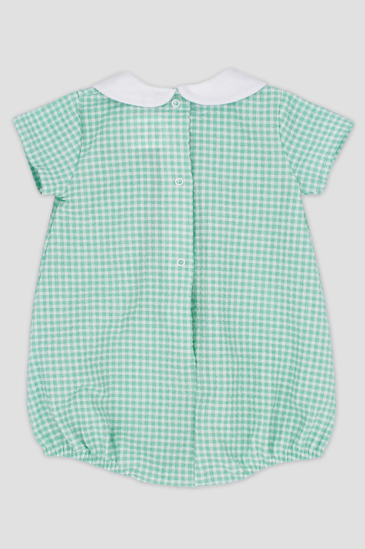 "Joseph" Apple Green Gingham Romper