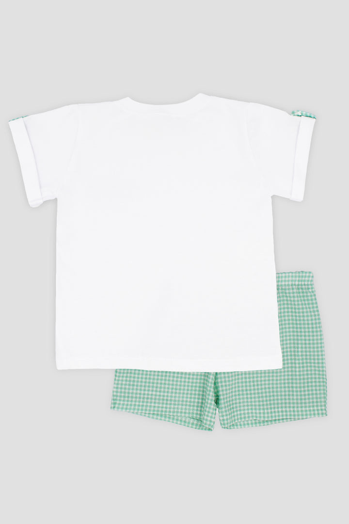 "Mason" Apple Green Gingham T-Shirt & Shorts