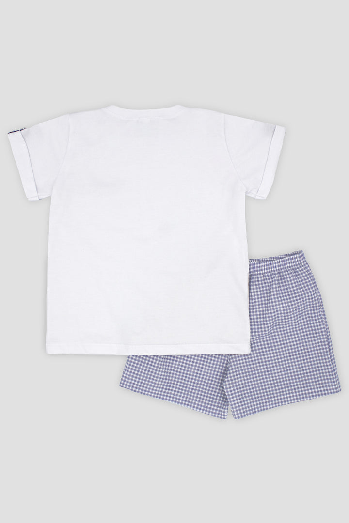 "Jude" Indigo Blue Gingham T-Shirt & Shorts