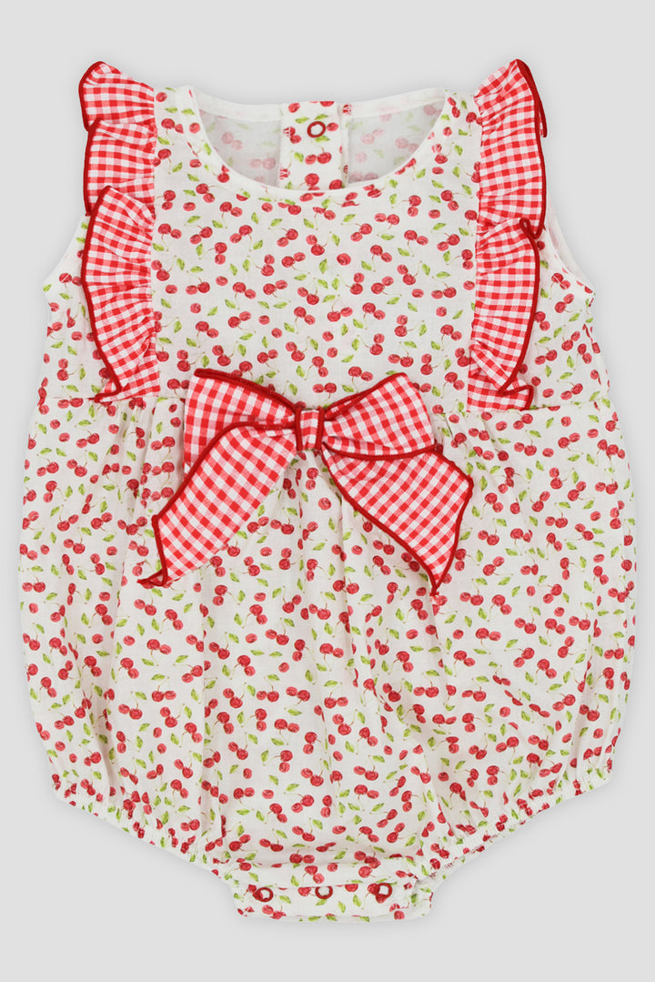 "Felicity" Red Cherry Print Romper