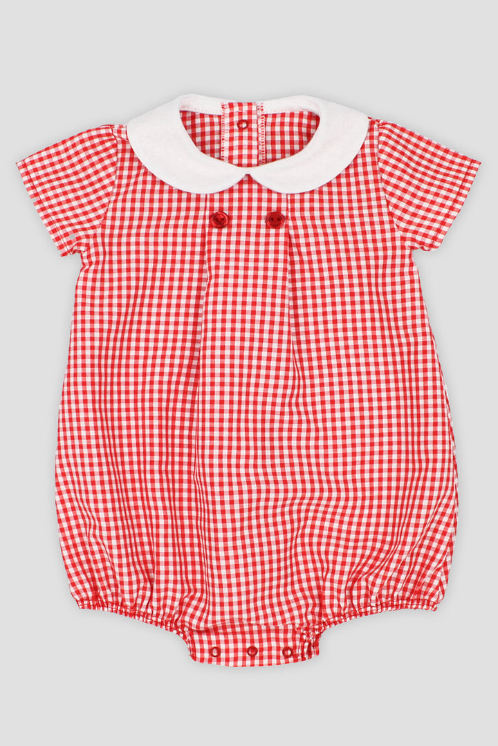 "Miles" Red Gingham Romper