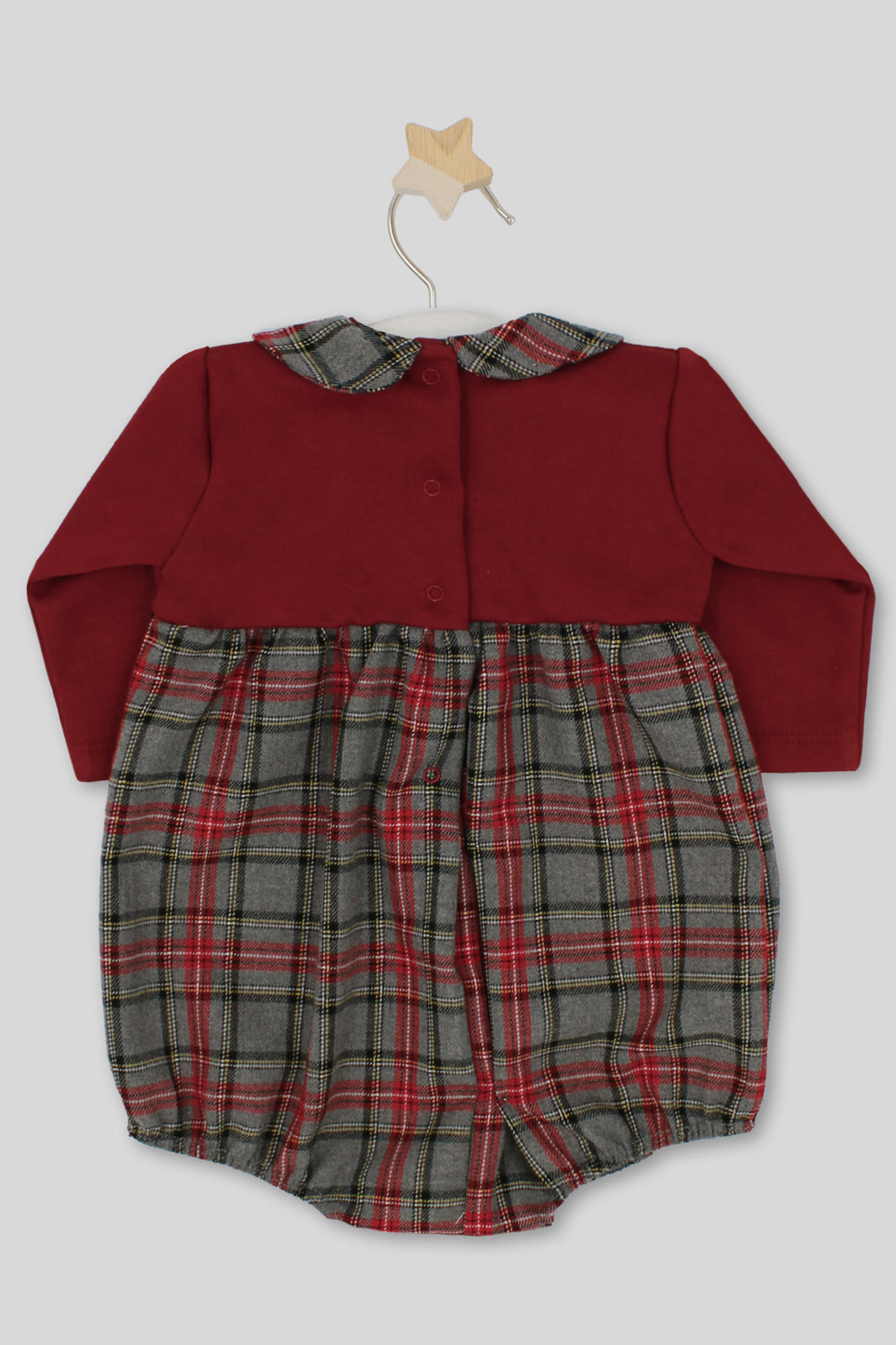 "Emilio" Burgundy & Grey Tartan Romper