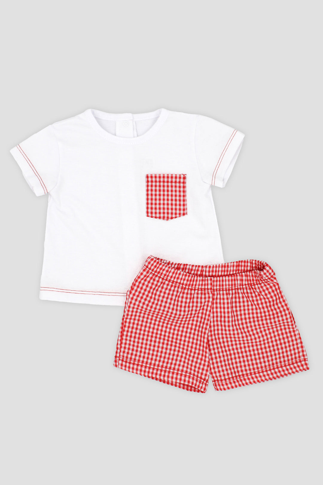 "Levi" Red Gingham T-Shirt & Shorts