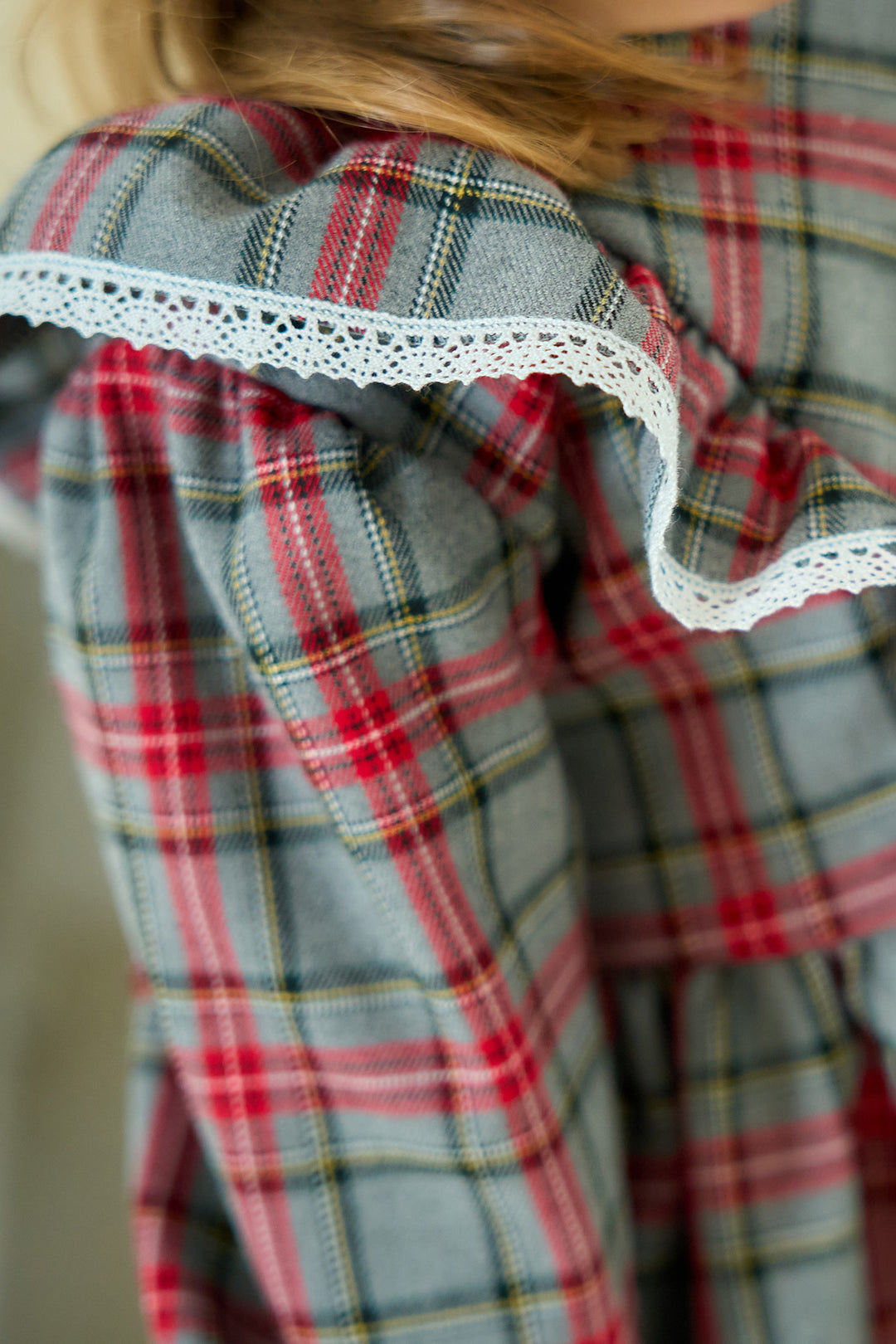 "Isabella" Red & Grey Tartan Dress