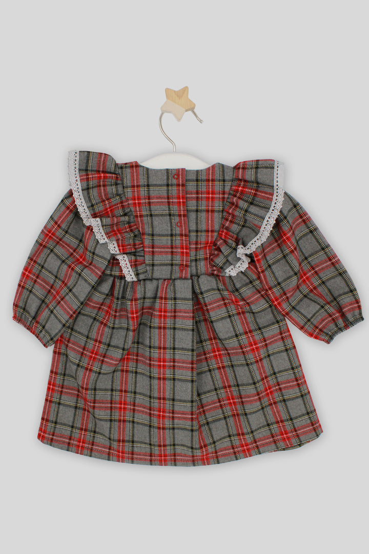 "Isabella" Red & Grey Tartan Dress