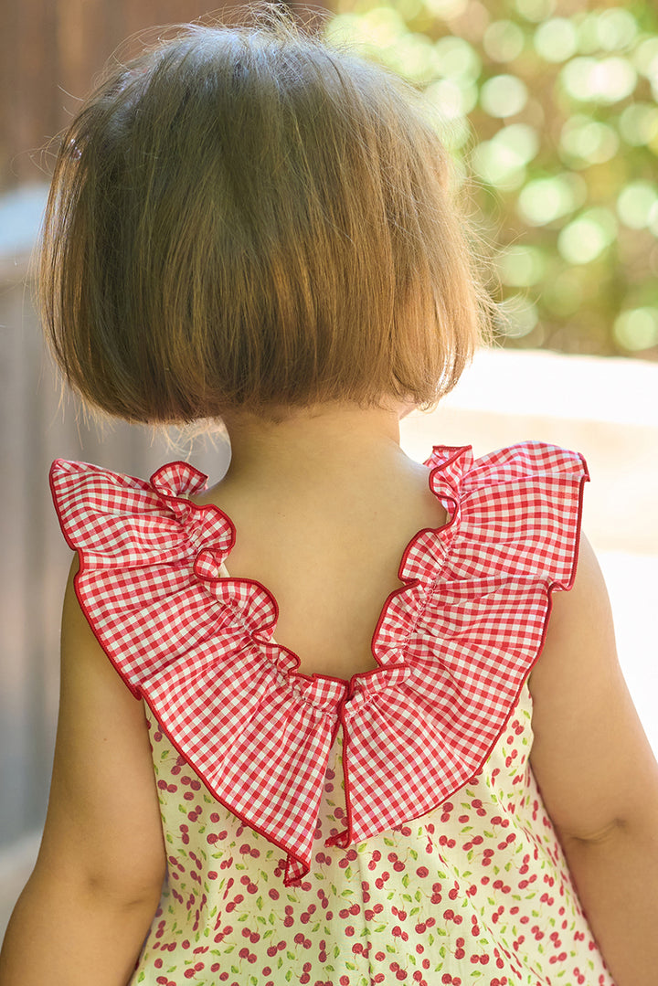 "Valentina" Red Cherry Print Dress & Bloomers