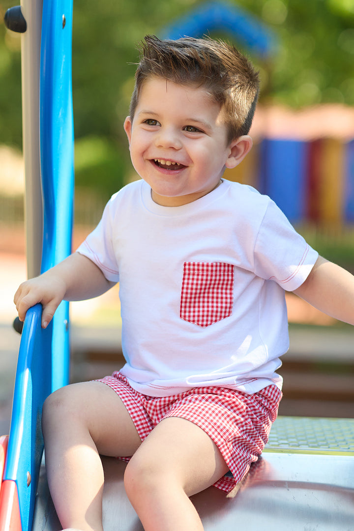 "Levi" Red Gingham T-Shirt & Shorts