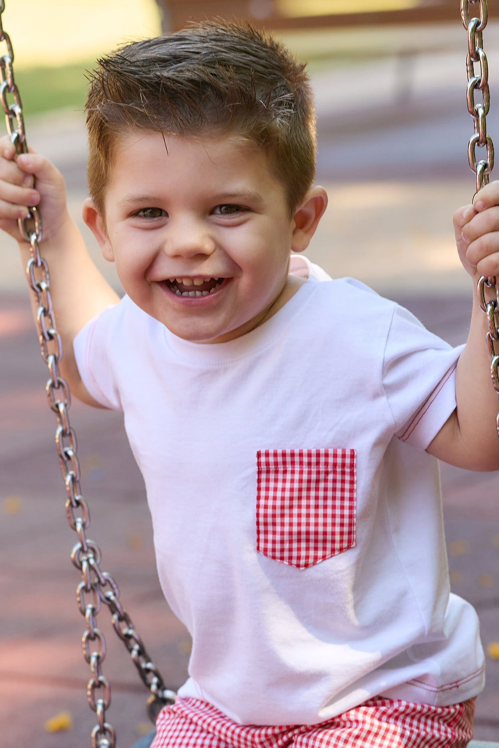 "Levi" Red Gingham T-Shirt & Shorts