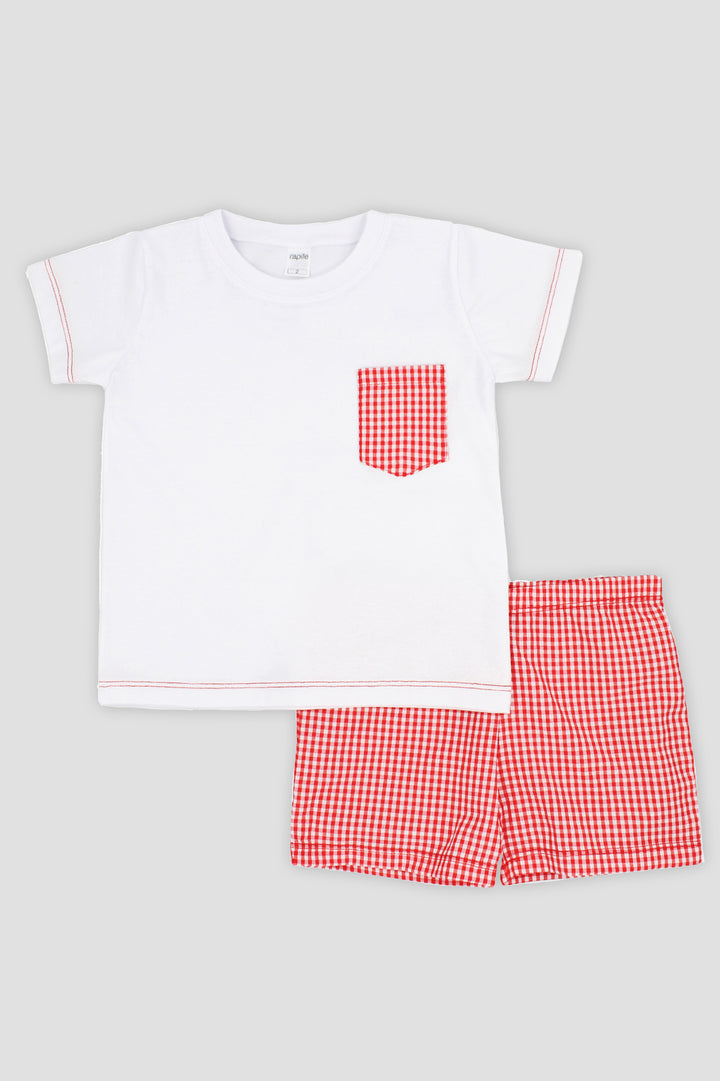 "Levi" Red Gingham T-Shirt & Shorts