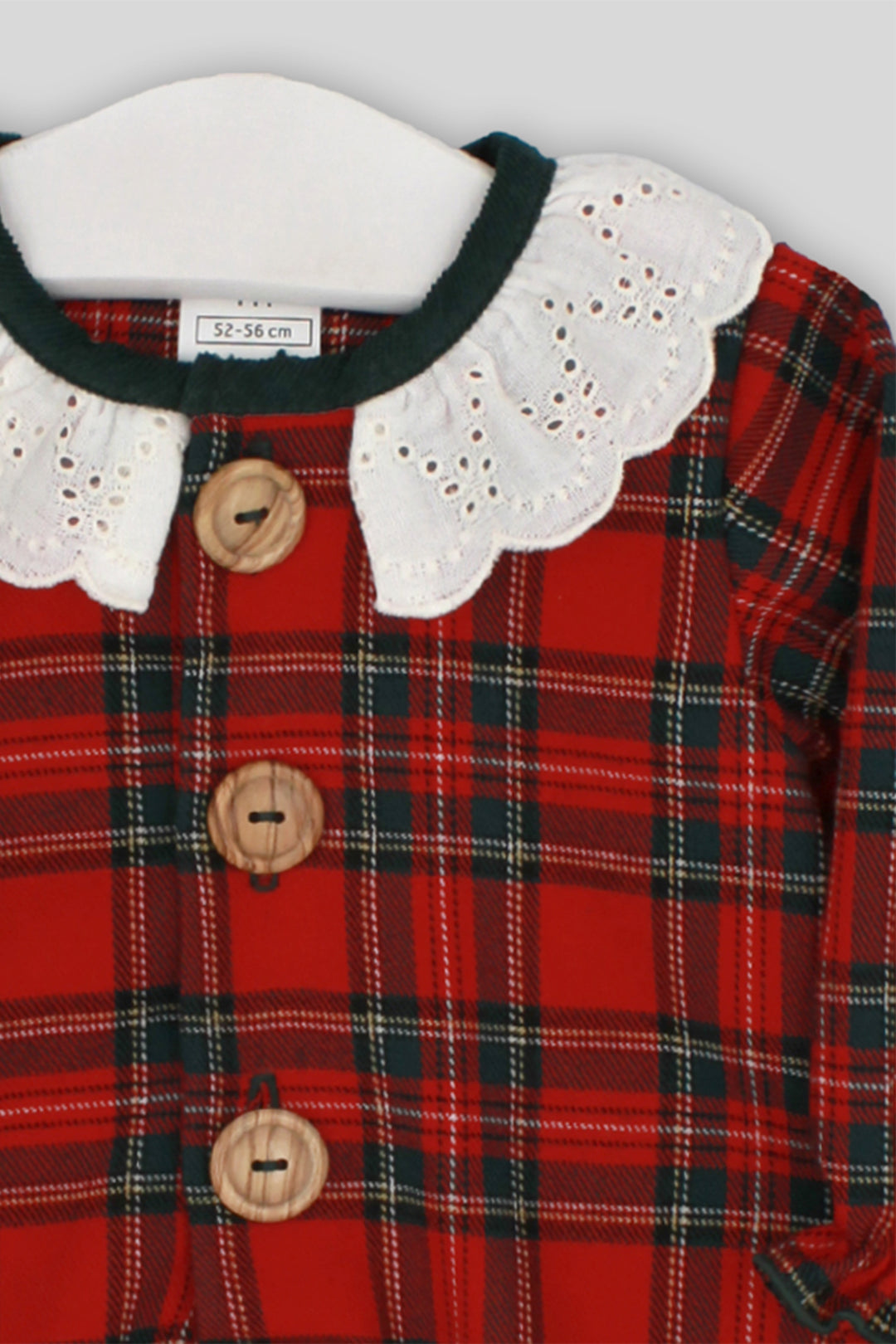 "Catalina" Red Tartan Broderie Anglaise Romper