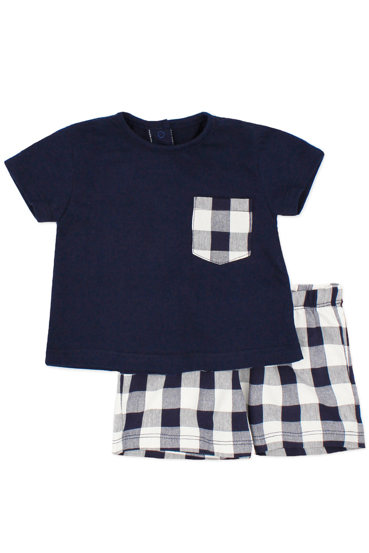 Rapife "Griffin" Navy Gingham T-Shirt & Shorts | Millie and John