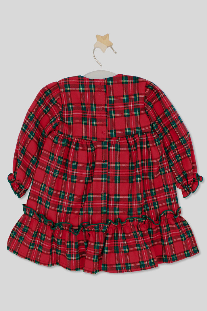"Rosalía" Red Tartan Broderie Anglaise Dress