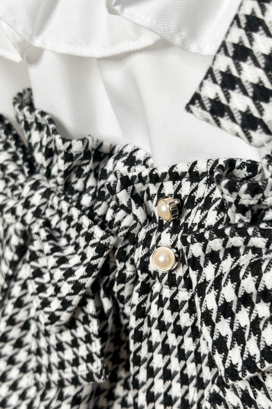 "Beatrice" Black & White Houndstooth Blouse & Shorts