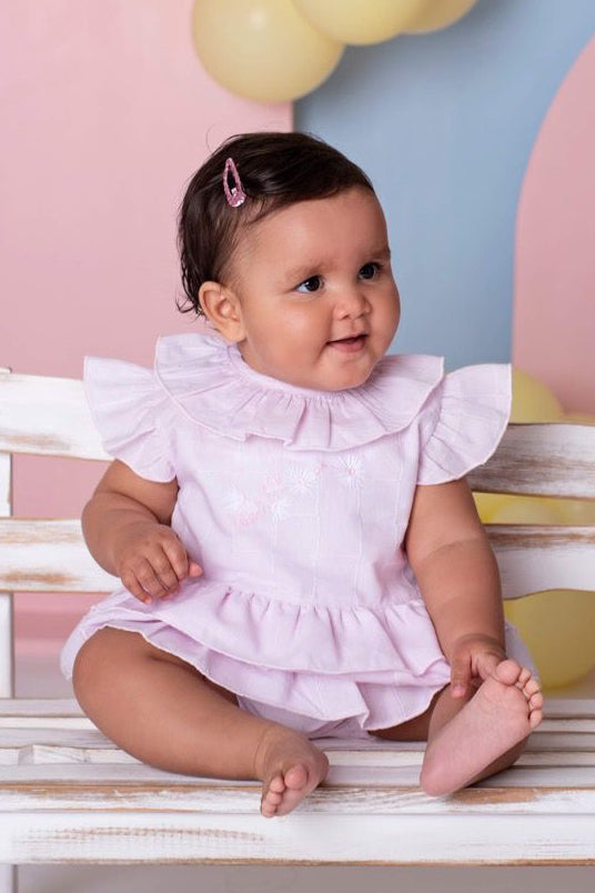 Pastels & Co "Ceillia" Pink Frilled Blouse & Bloomers | Millie and John