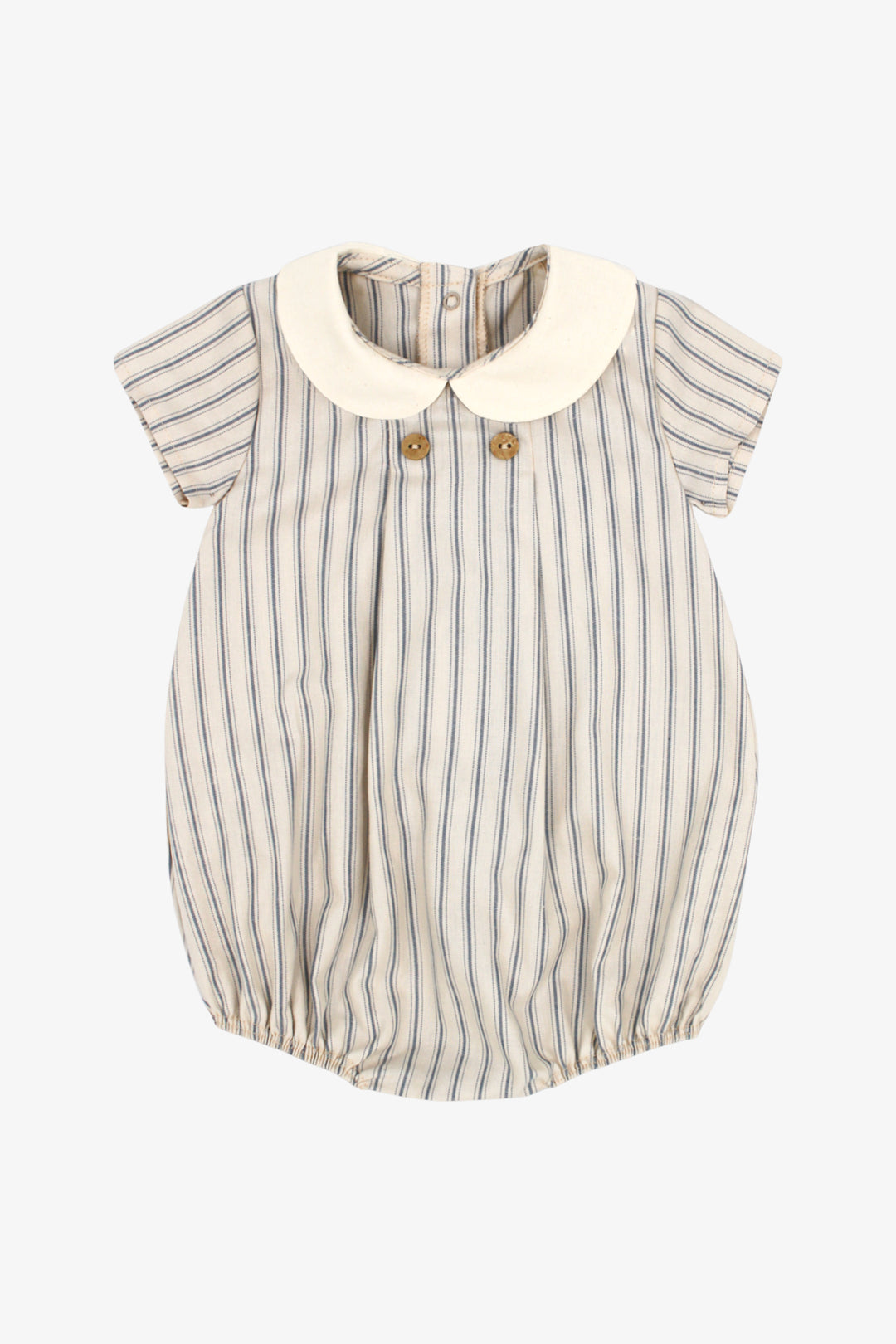 "Isaac" Stone &amp; Dusky Blue Stripe Romper