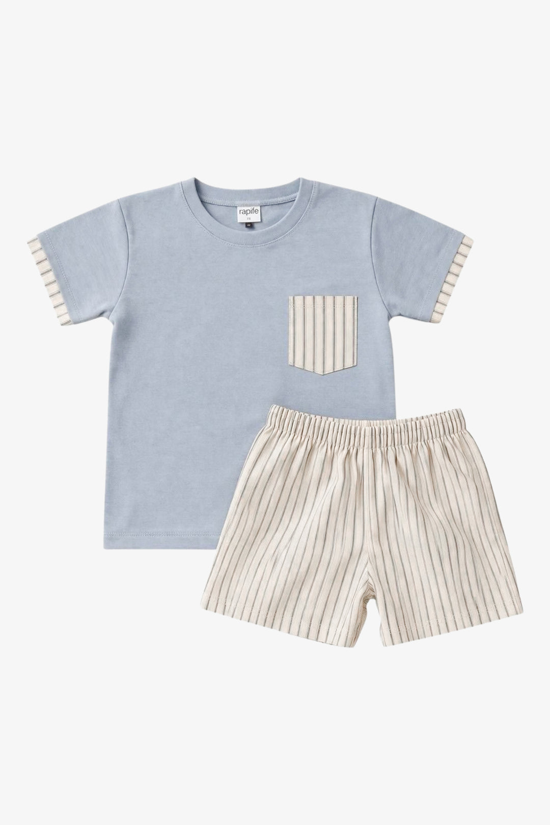 "Jacob" Pale Blue Stripe T-Shirt &amp; Shorts