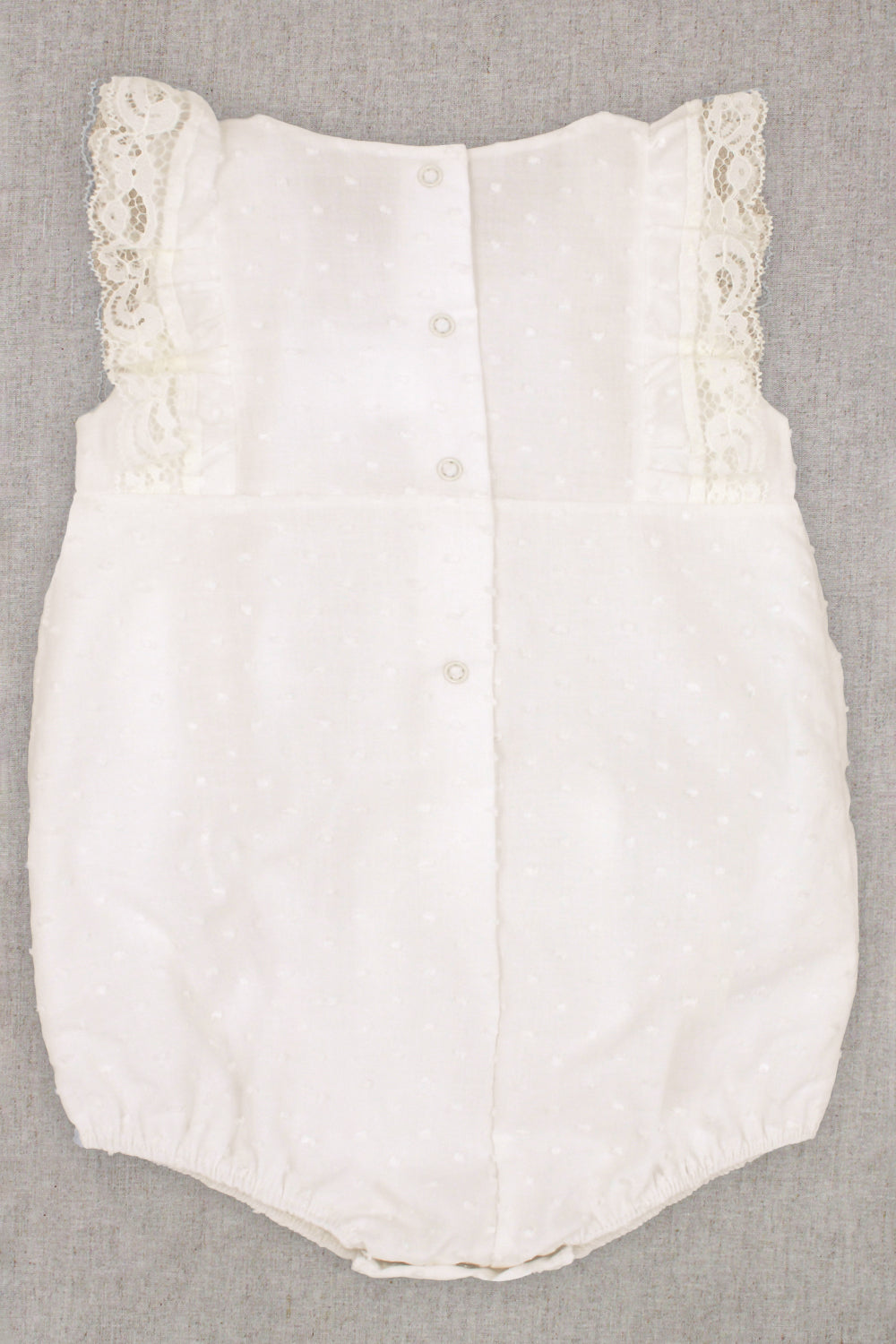 "Zara" Ivory Plumeti Dot Lace Romper