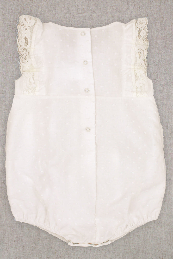 "Zara" Ivory Plumeti Dot Lace Romper