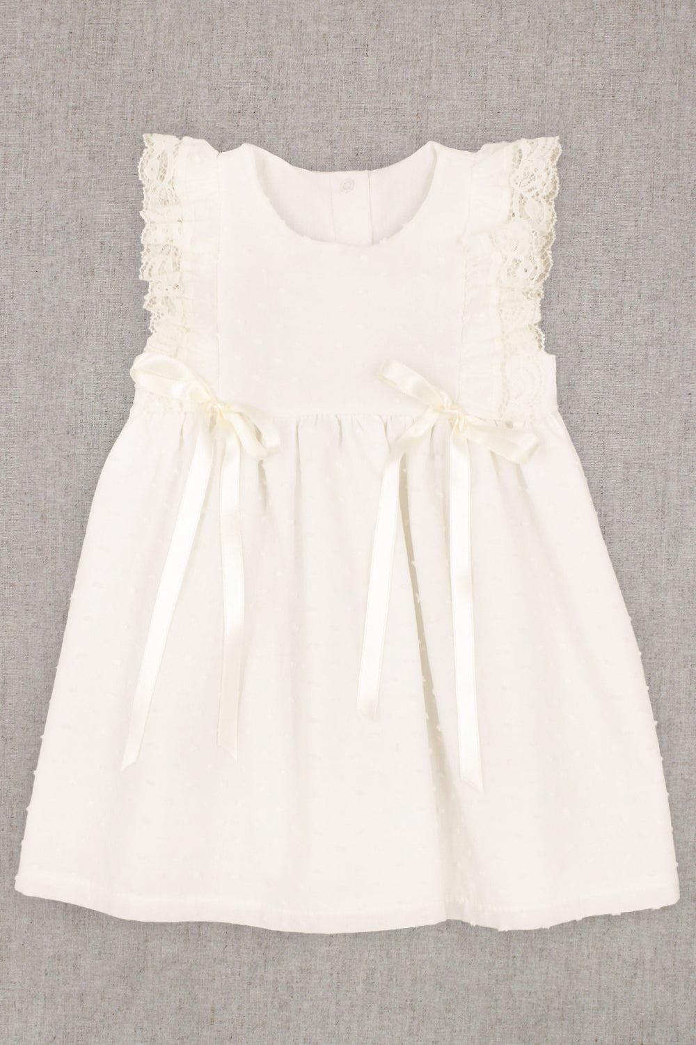 "Amelie" Ivory Plumeti Dot Lace Dress