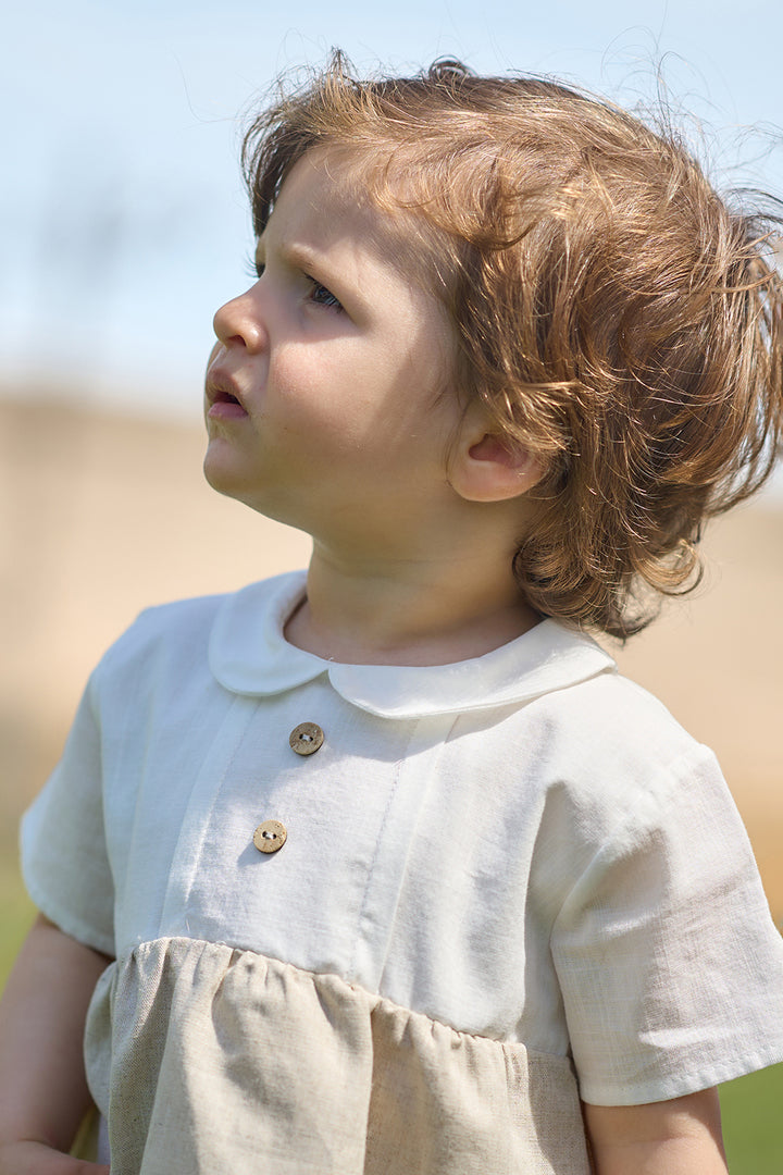 "Cody" Beige Linen Romper