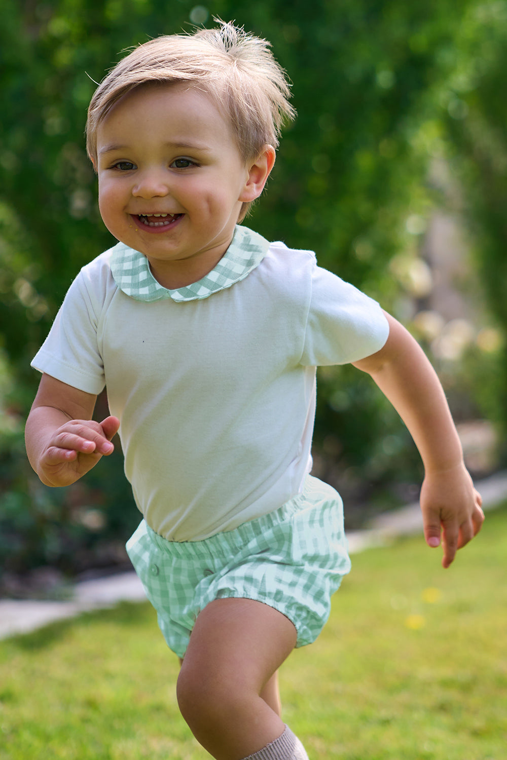 "Samson" Sage Green Gingham Jam Pants & Bodysuit