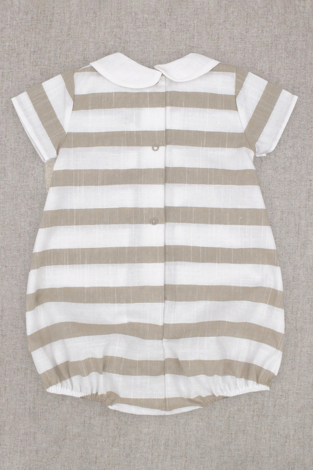 "Zachary" Beige Striped Romper