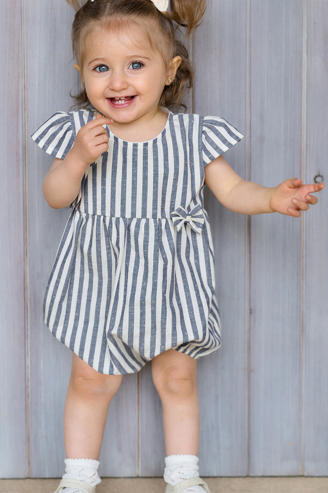 "Cora" Navy Striped Shortie