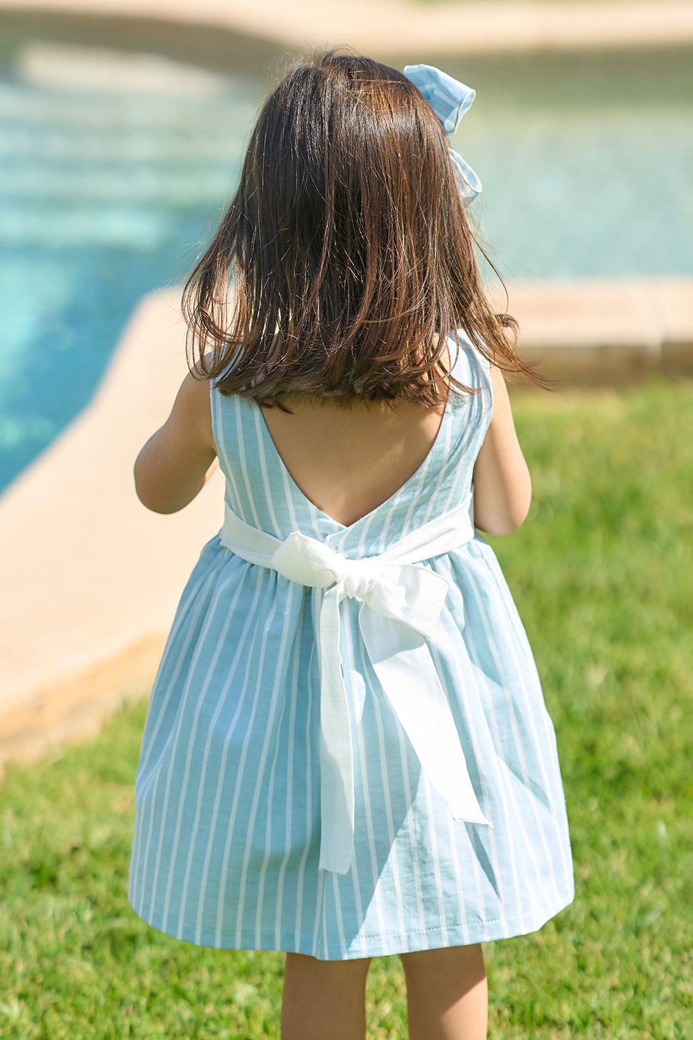 "Delilah" Light Teal Striped Dress