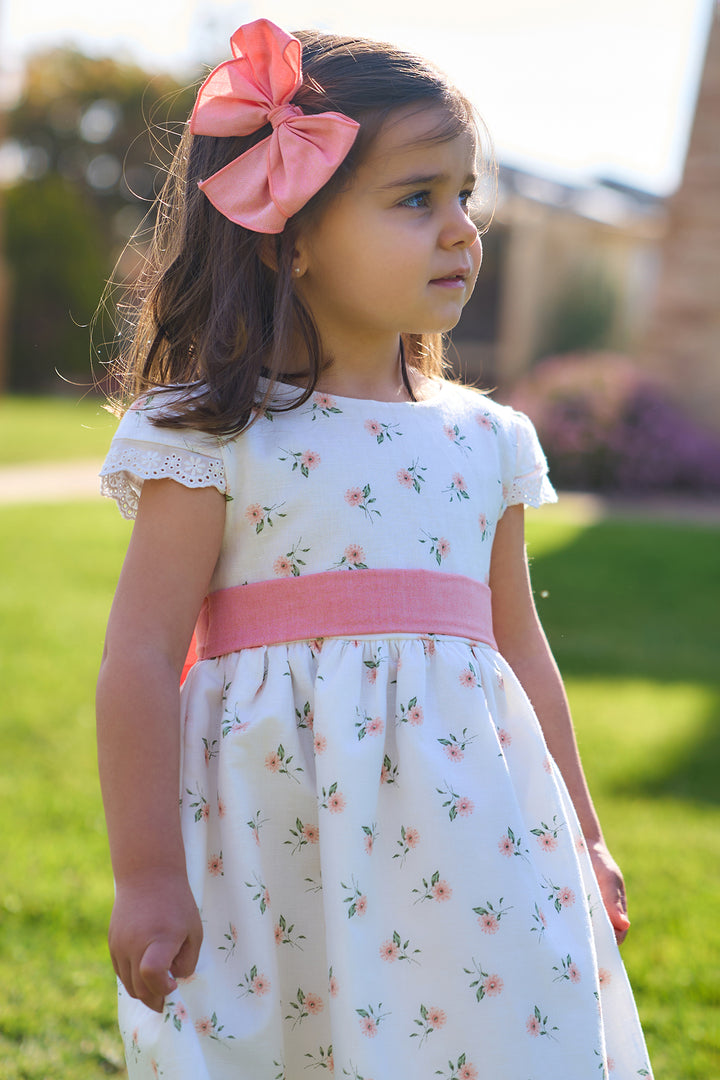 "Arabella" Ivory & Peach Floral Dress