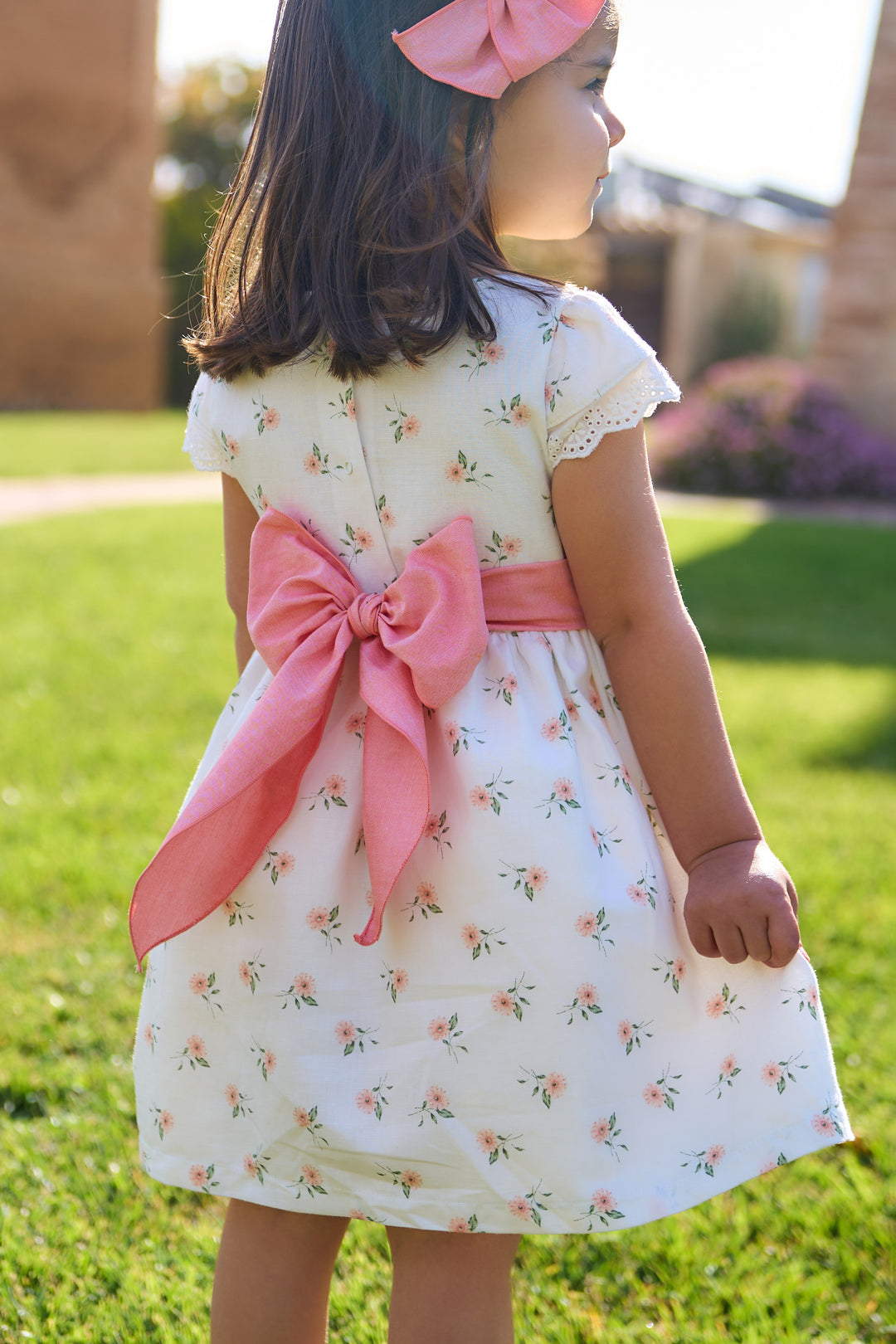 "Arabella" Ivory & Peach Floral Dress