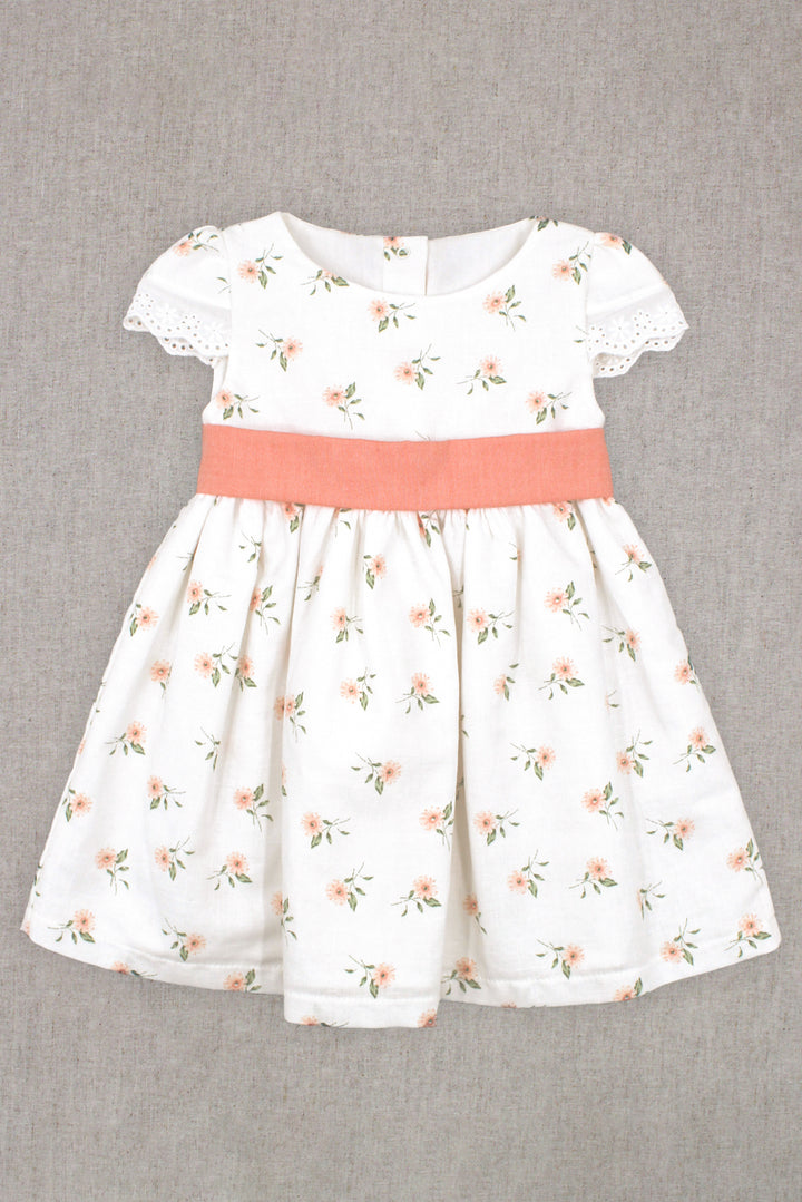 "Arabella" Ivory & Peach Floral Dress