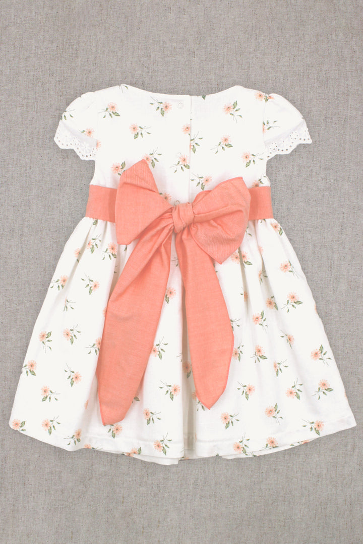 "Arabella" Ivory & Peach Floral Dress