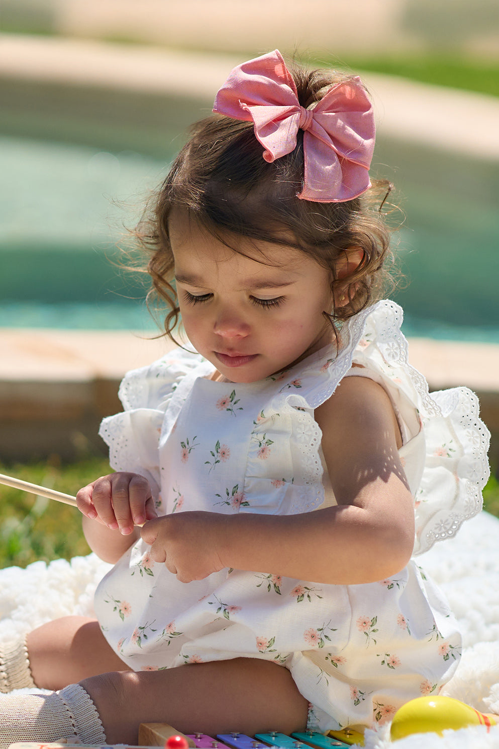 "Adira" Ivory & Peach Floral Romper