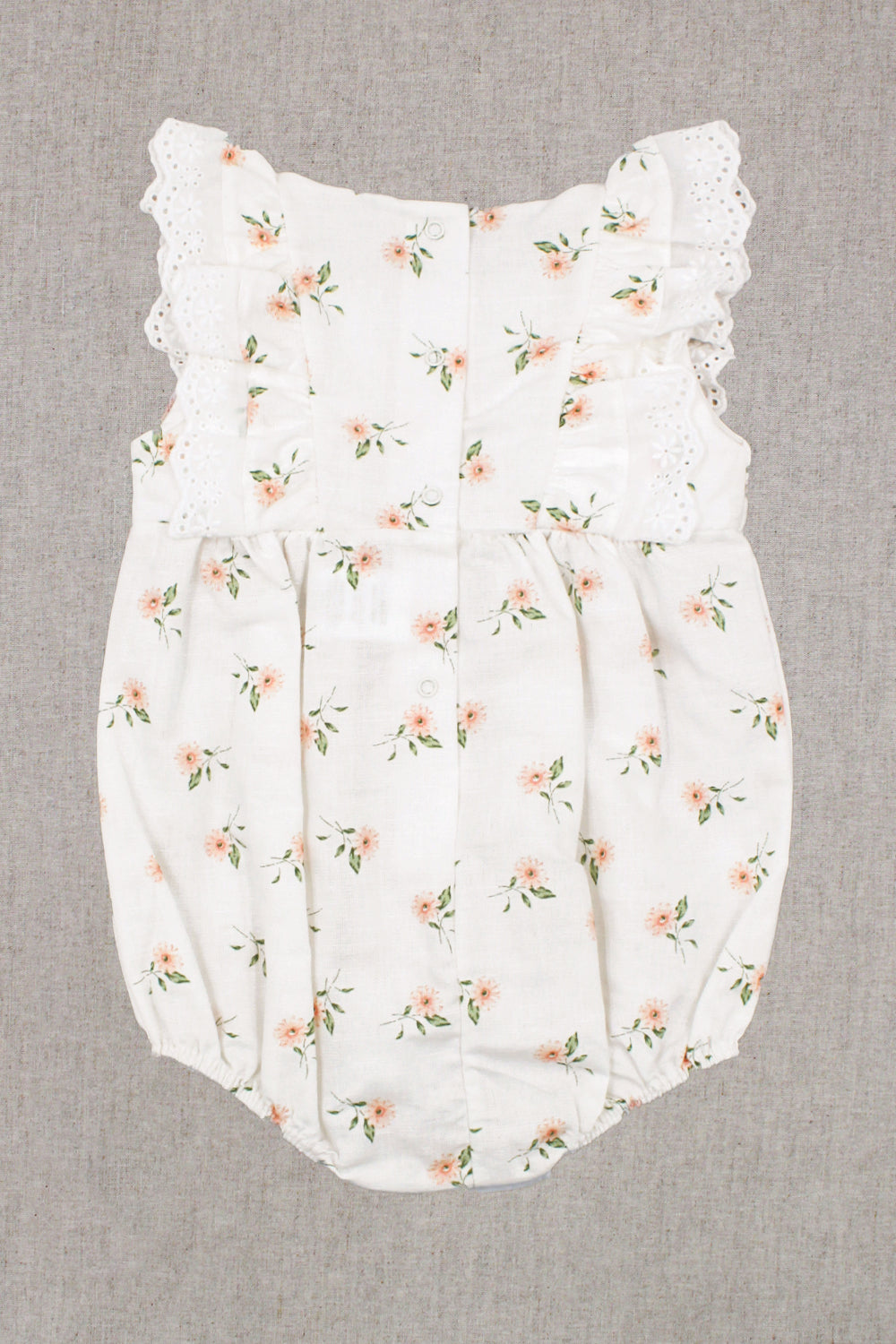 "Adira" Ivory & Peach Floral Romper