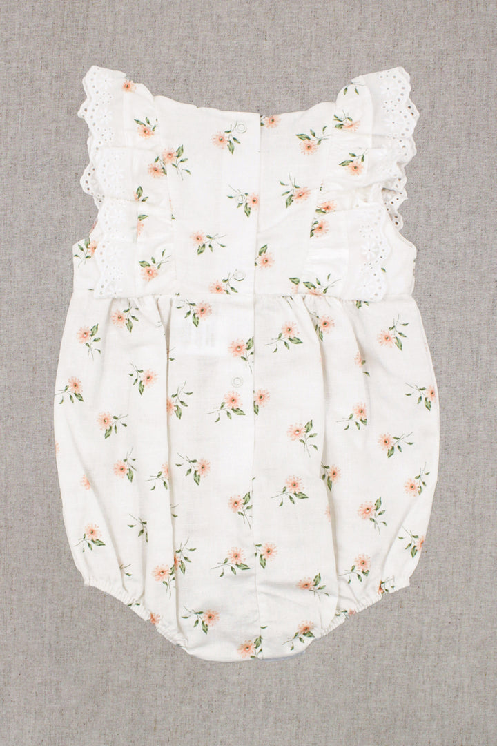 "Adira" Ivory & Peach Floral Romper