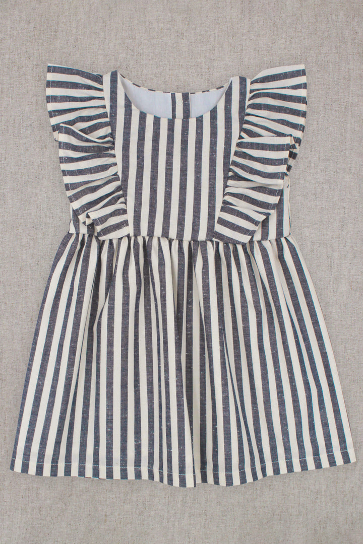 "Opal" Navy Striped Dress