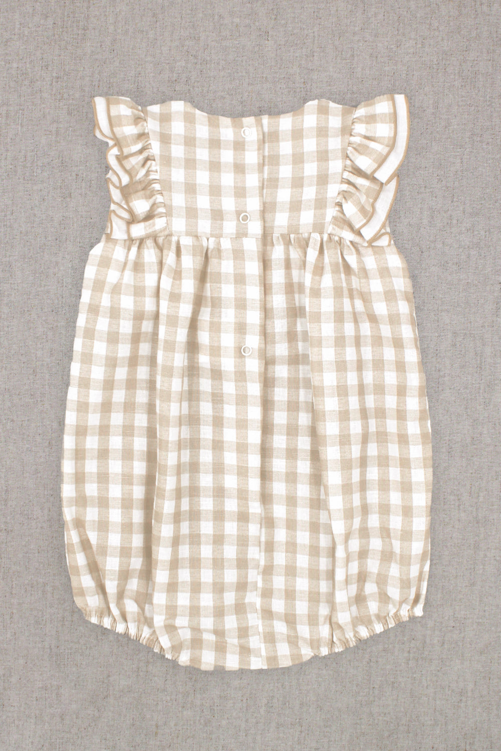 "Odette" Beige Gingham Romper