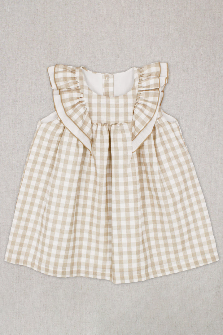 "Junia" Beige Gingham Dress