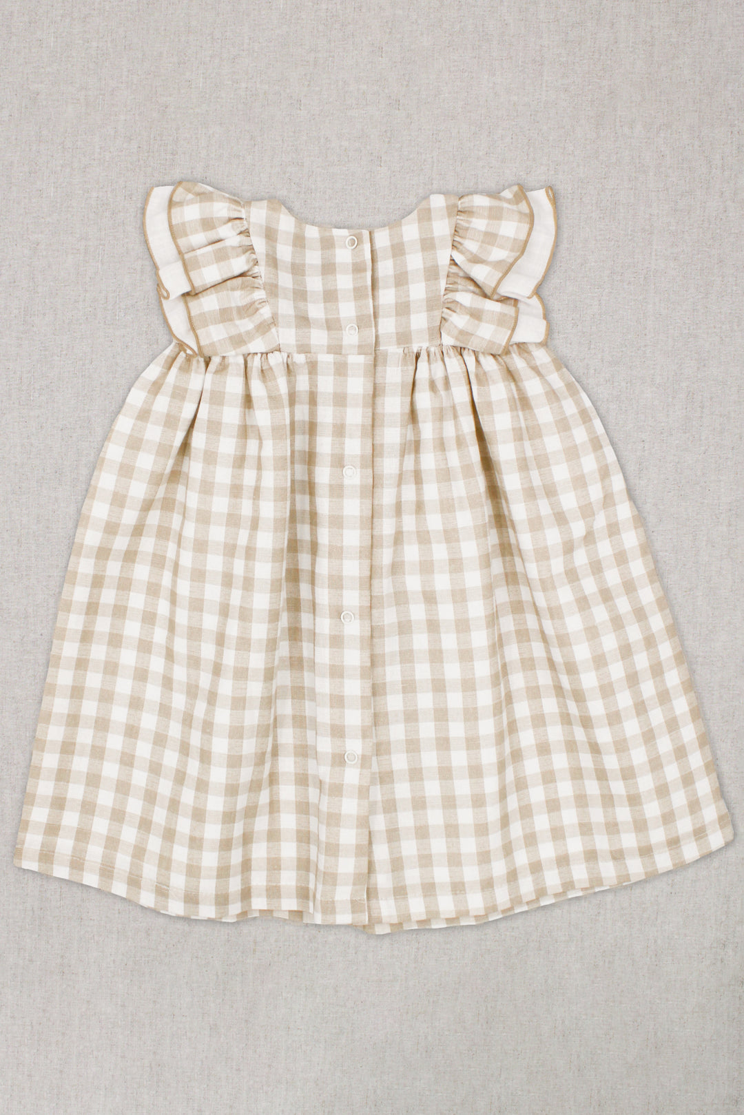 "Junia" Beige Gingham Dress