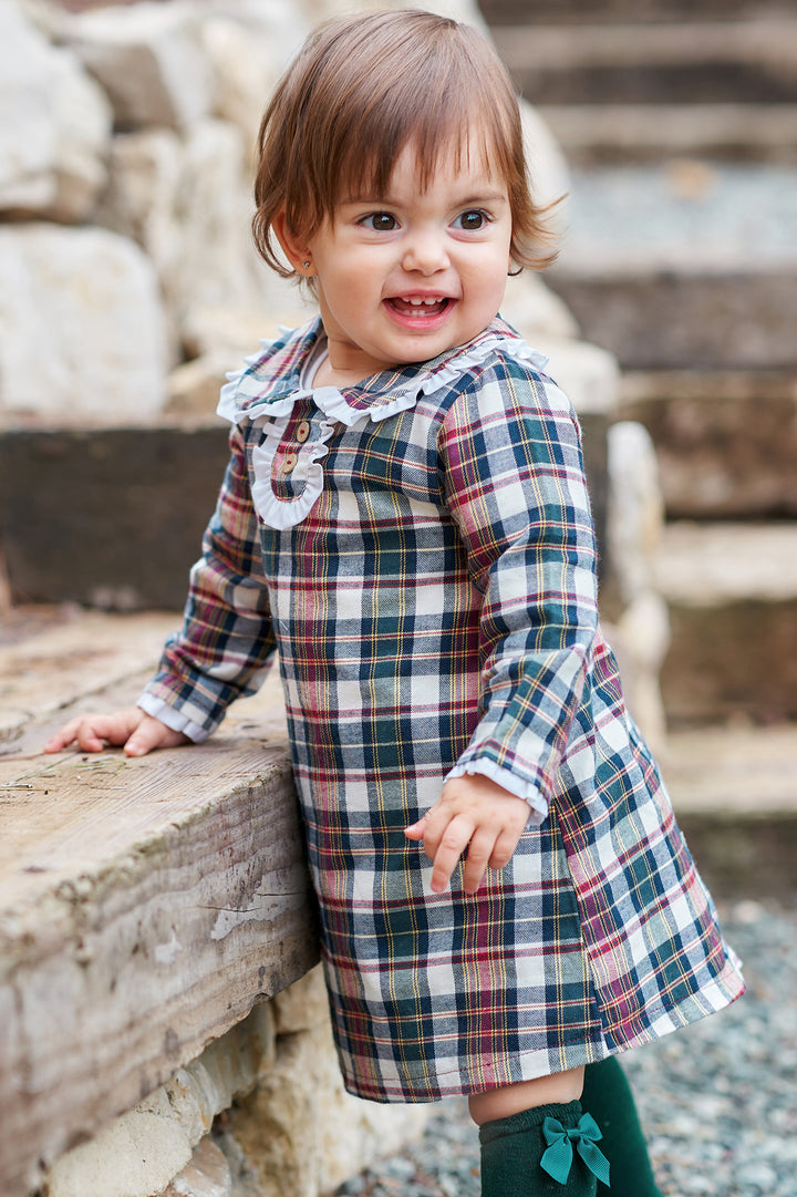 "Alma" Burgundy Tartan Dress