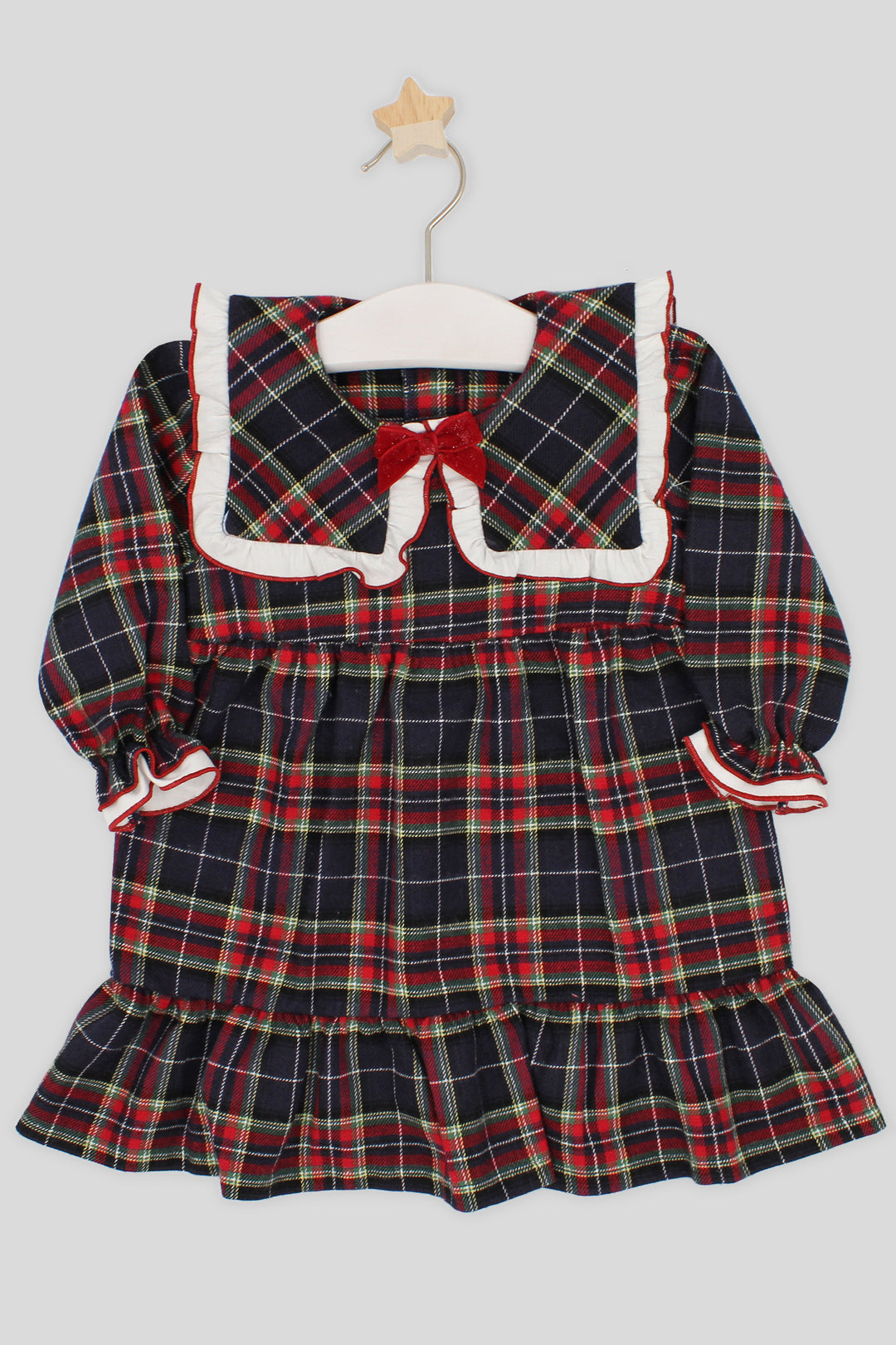 "Constance" Red & Navy Tartan Dress