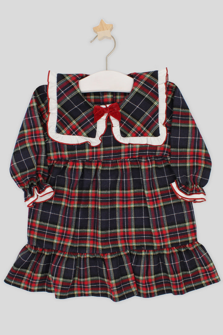 "Constance" Red & Navy Tartan Dress