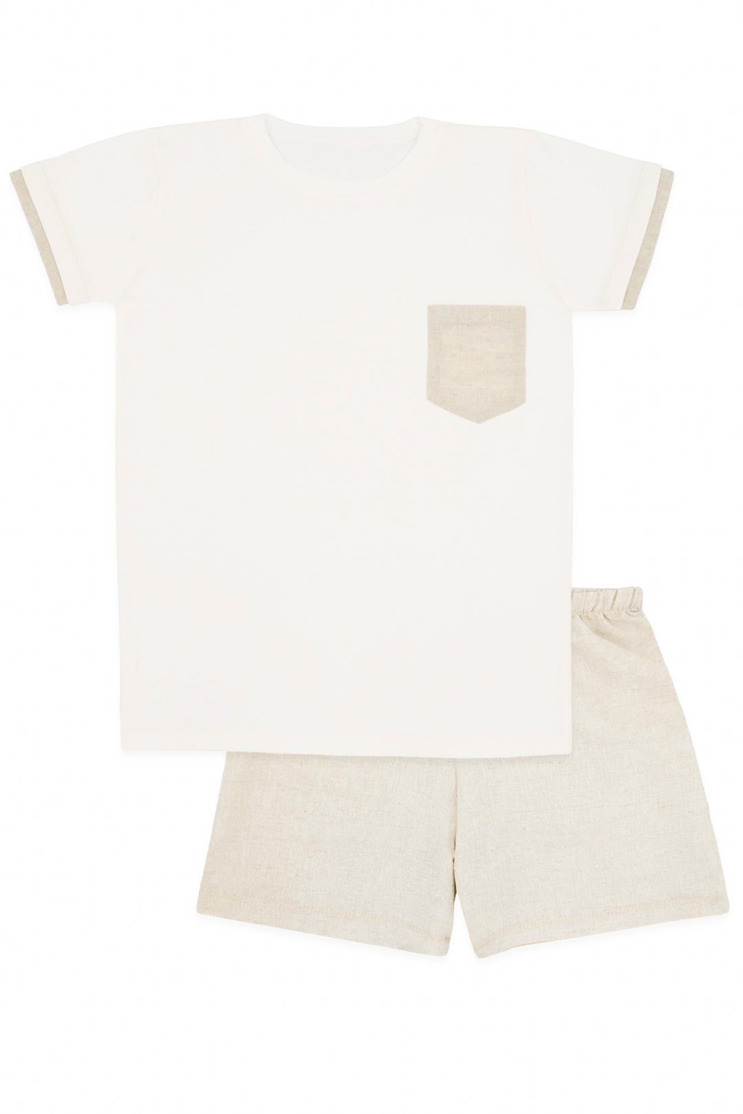 Rapife "Caden" T-Shirt & Beige Linen Shorts | Millie and John