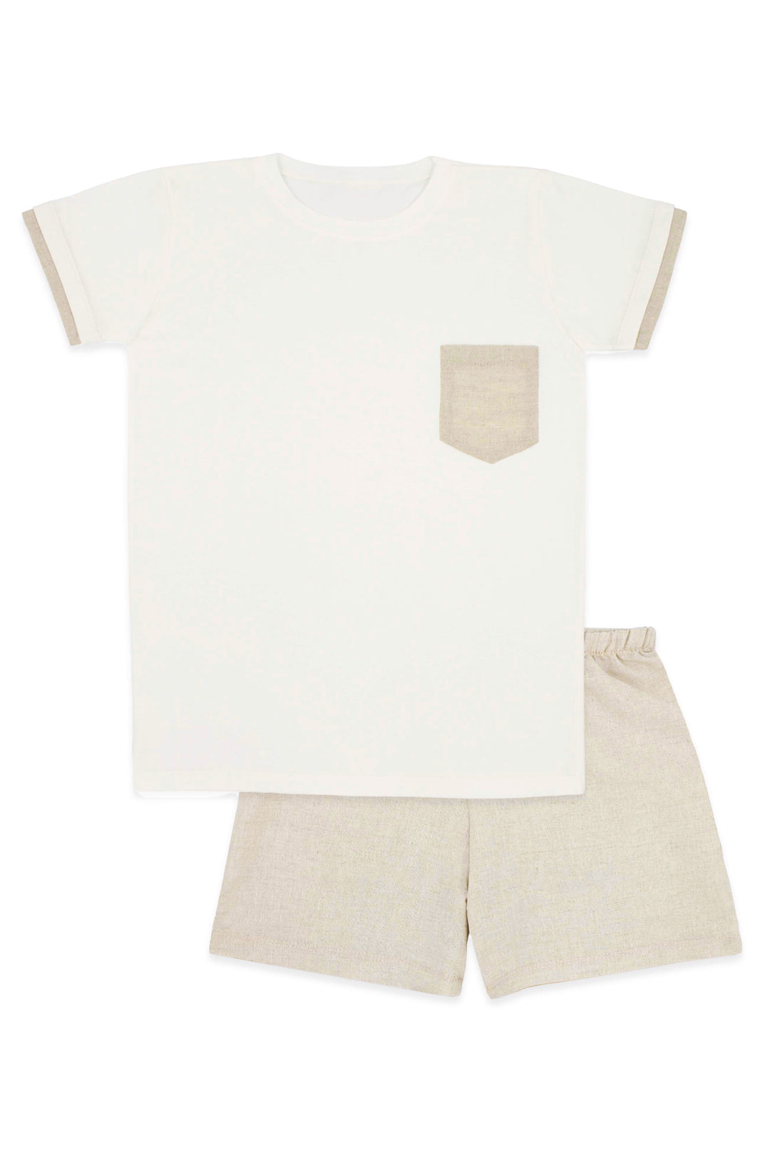 "Lucas" Beige Linen T-Shirt & Shorts