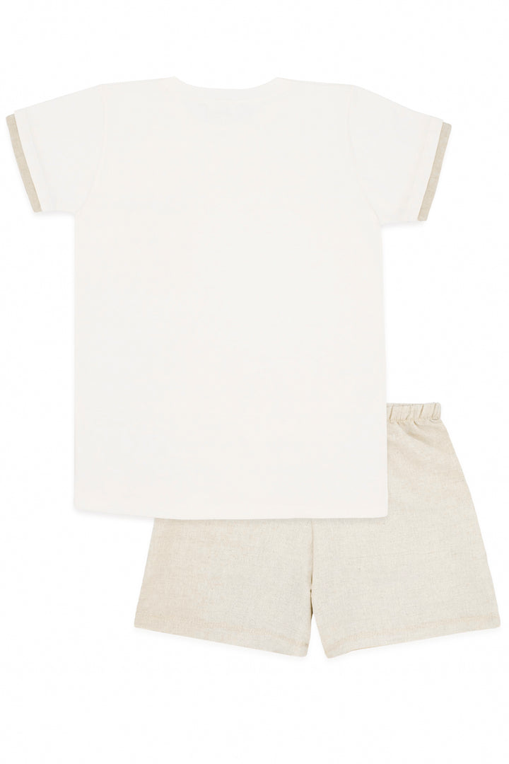 Rapife "Caden" T-Shirt & Beige Linen Shorts | Millie and John