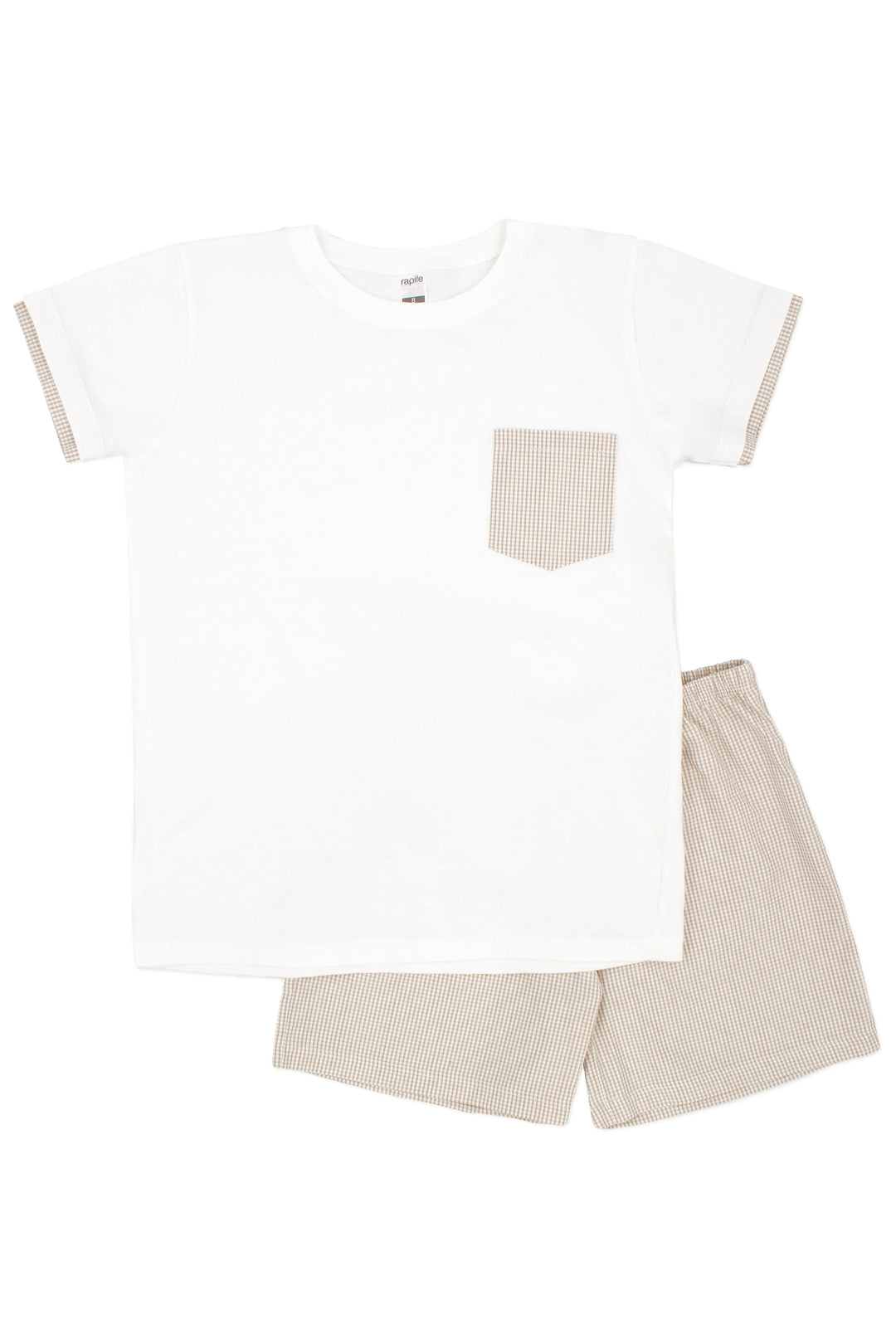 Rapife "Xavier" Beige Checked T-Shirt & Shorts | Millie and John