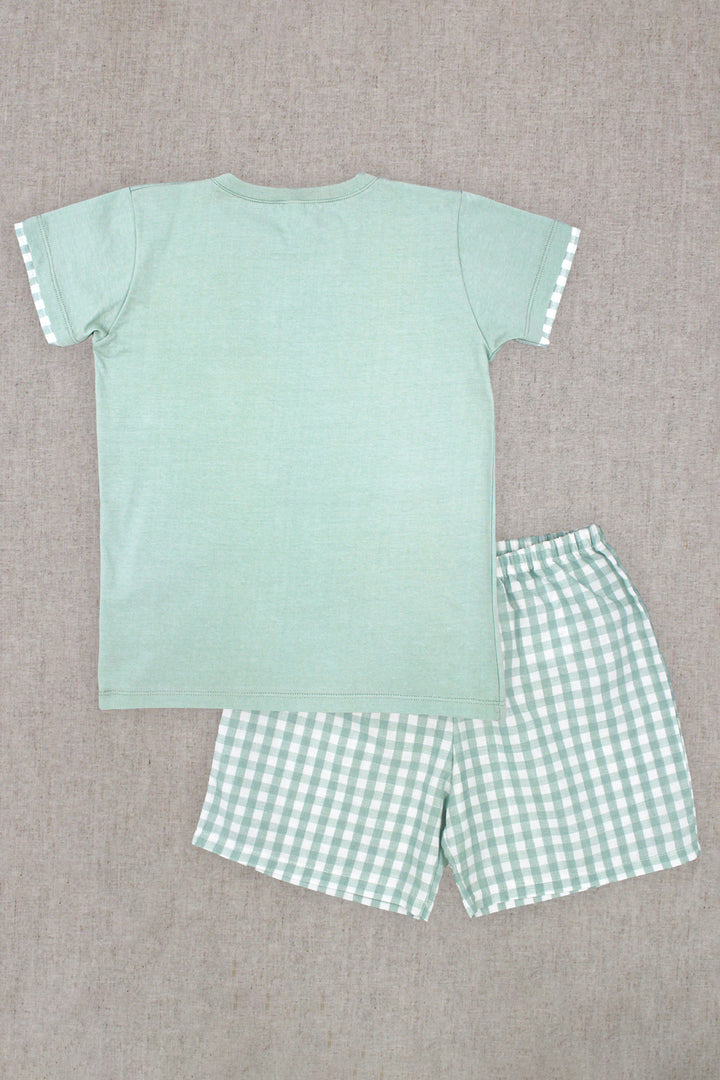 "Bodhi" Sage Green Gingham T-Shirt & Shorts