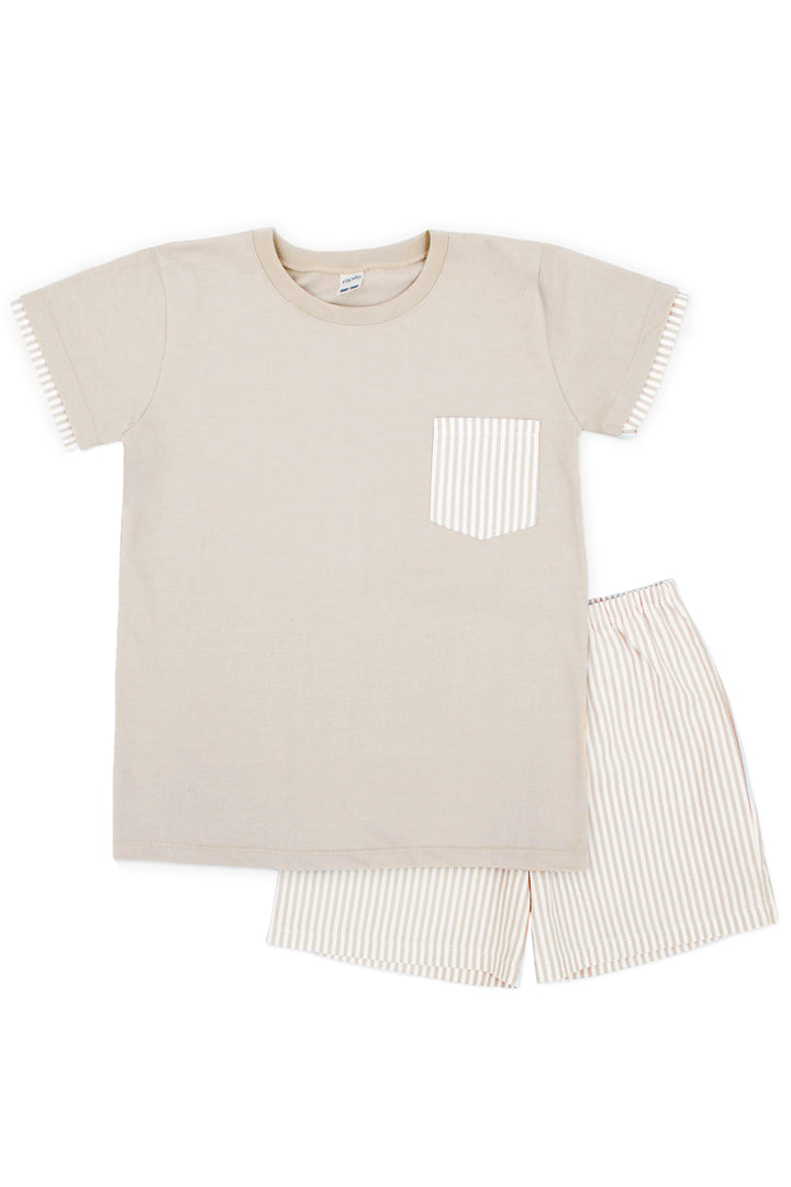 Rapife "Clark" Beige Stripe T-Shirt & Shorts | Millie and John